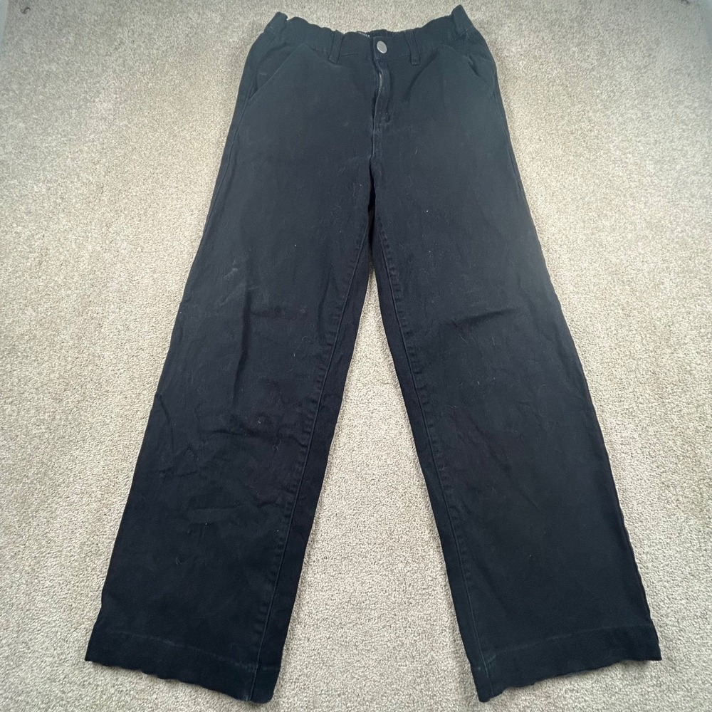 Forever 21 Womens Black Wide Leg High Rise Elastic Waist Pants Size Medium